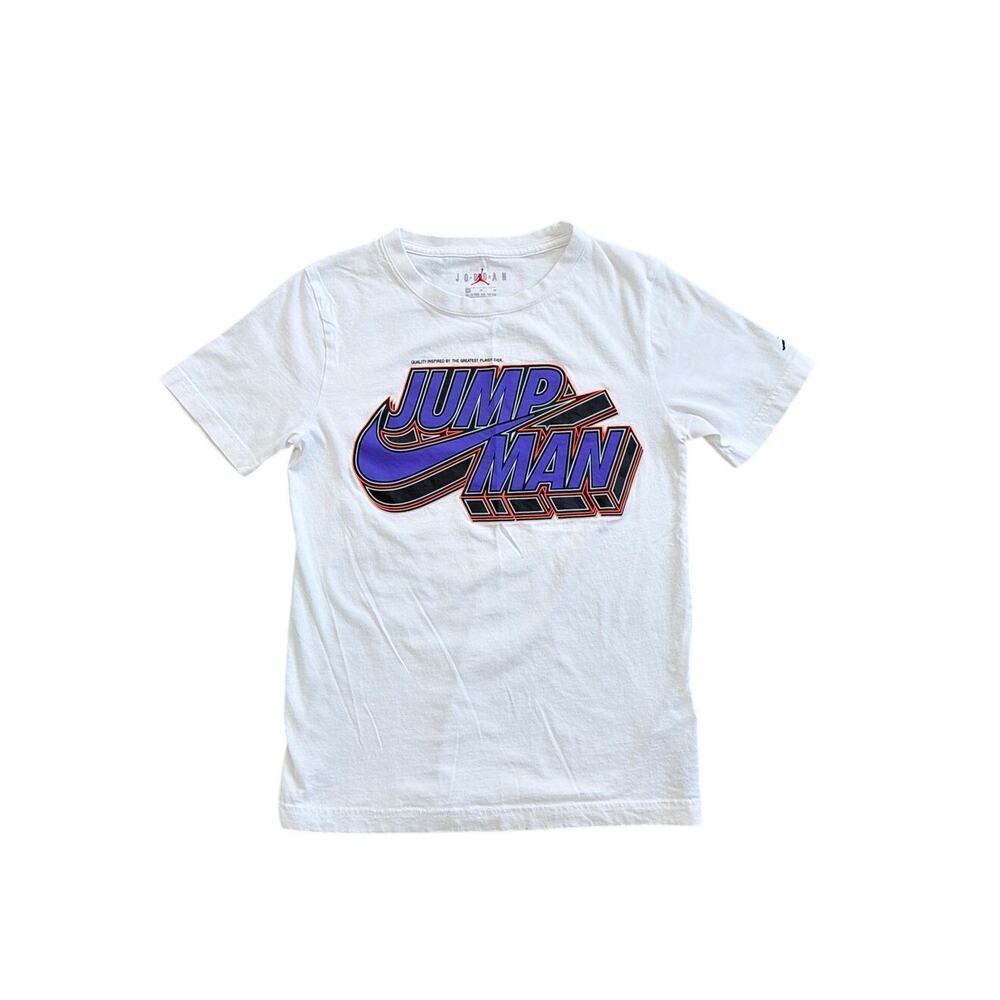 Air Jordan Jumpman X Nike White Logo Graphic T-shirt Youth Medium 10/12